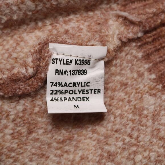 Debut Geometric Tan Cream Cropped Button Front Knit Sweater Cardigan Size M - Picture 9 of 11